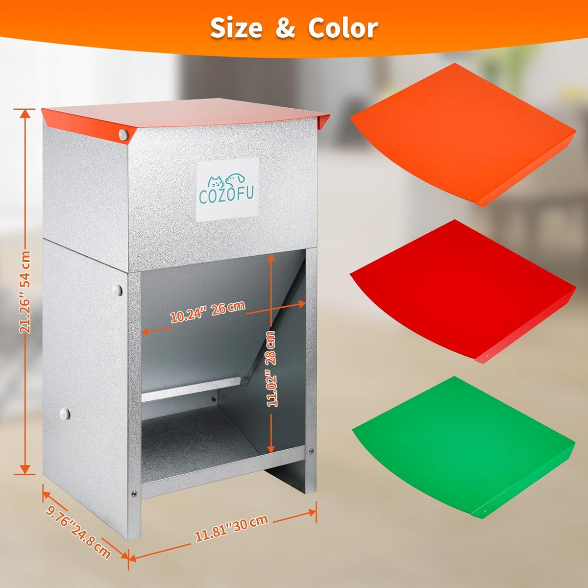 Dog Feeder - Galvanized Metal Pet Food Station for Indoor & Outdoor Use - Automatic Gravity-Fed