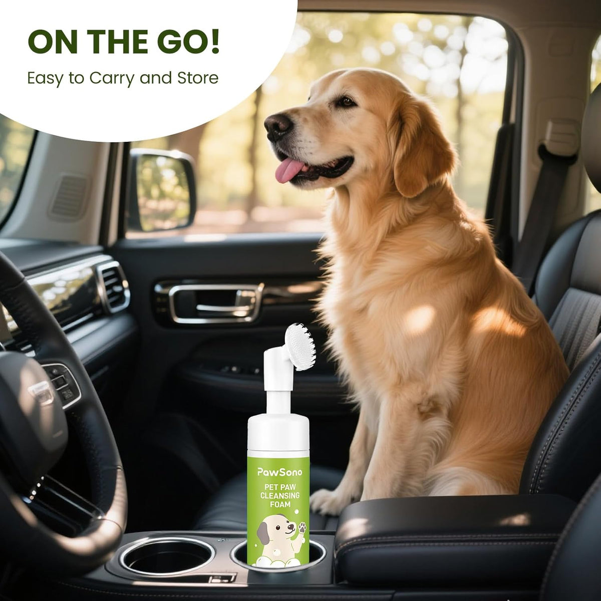 Paw Cleaner for Dogs & Cats, No-Rinse Foaming Pet Foot Washer with Built-in Scrubber Brush for