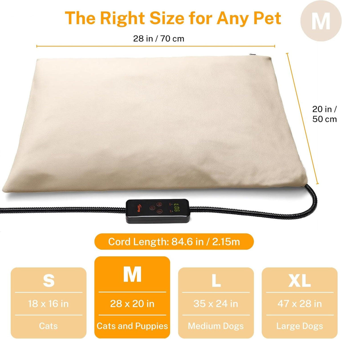 Toozey Pet Heating Pad, 6 Adjustable Temperature Dog Cat Heating Pad with Timer, Waterproof Heated