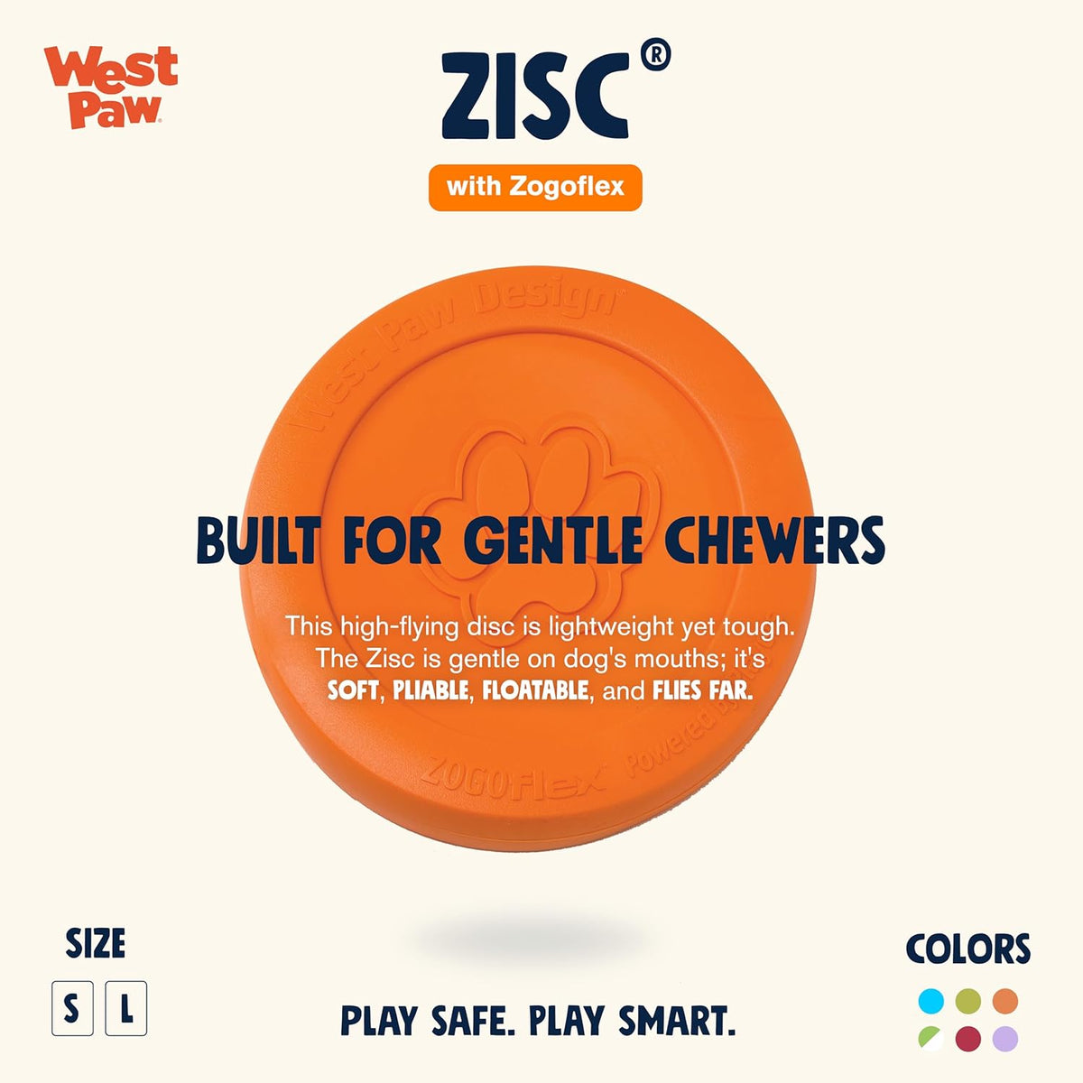 West Paw Zogoflex Zisc Dog Flying Disc, High Flying Aerodynamic Disc for Dogs Puppy – Lightweight