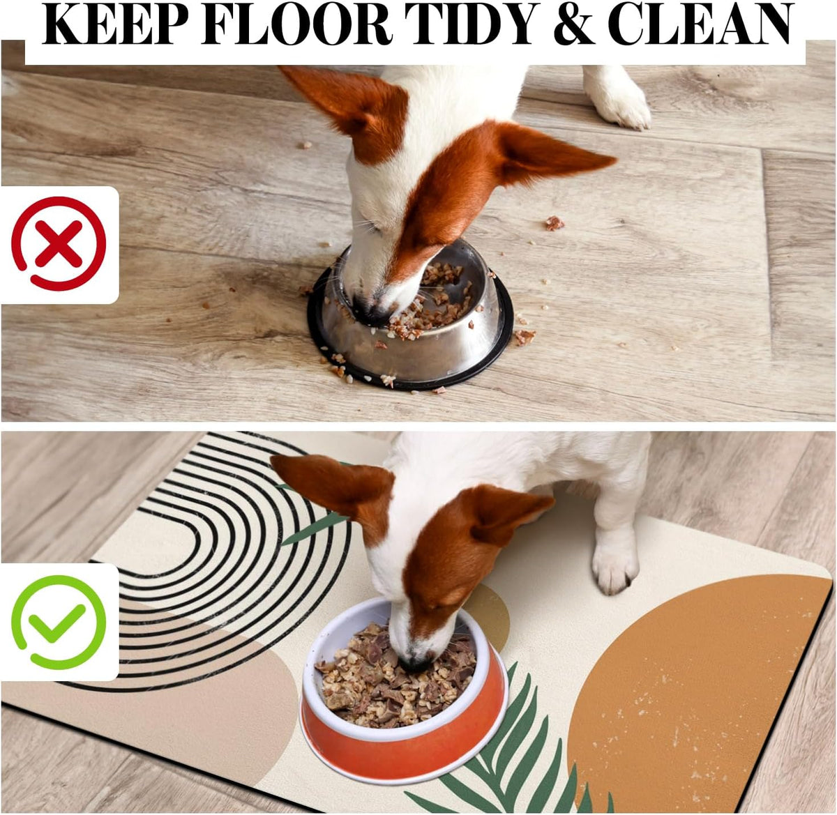 Dog Food Mats for Floors Super Absorbent, Pet Cat Food Mat - Non Slip Dog Bowl Mats for Food and