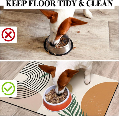 Dog Food Mats for Floors Super Absorbent, Pet Cat Food Mat - Non Slip Dog Bowl Mats for Food and
