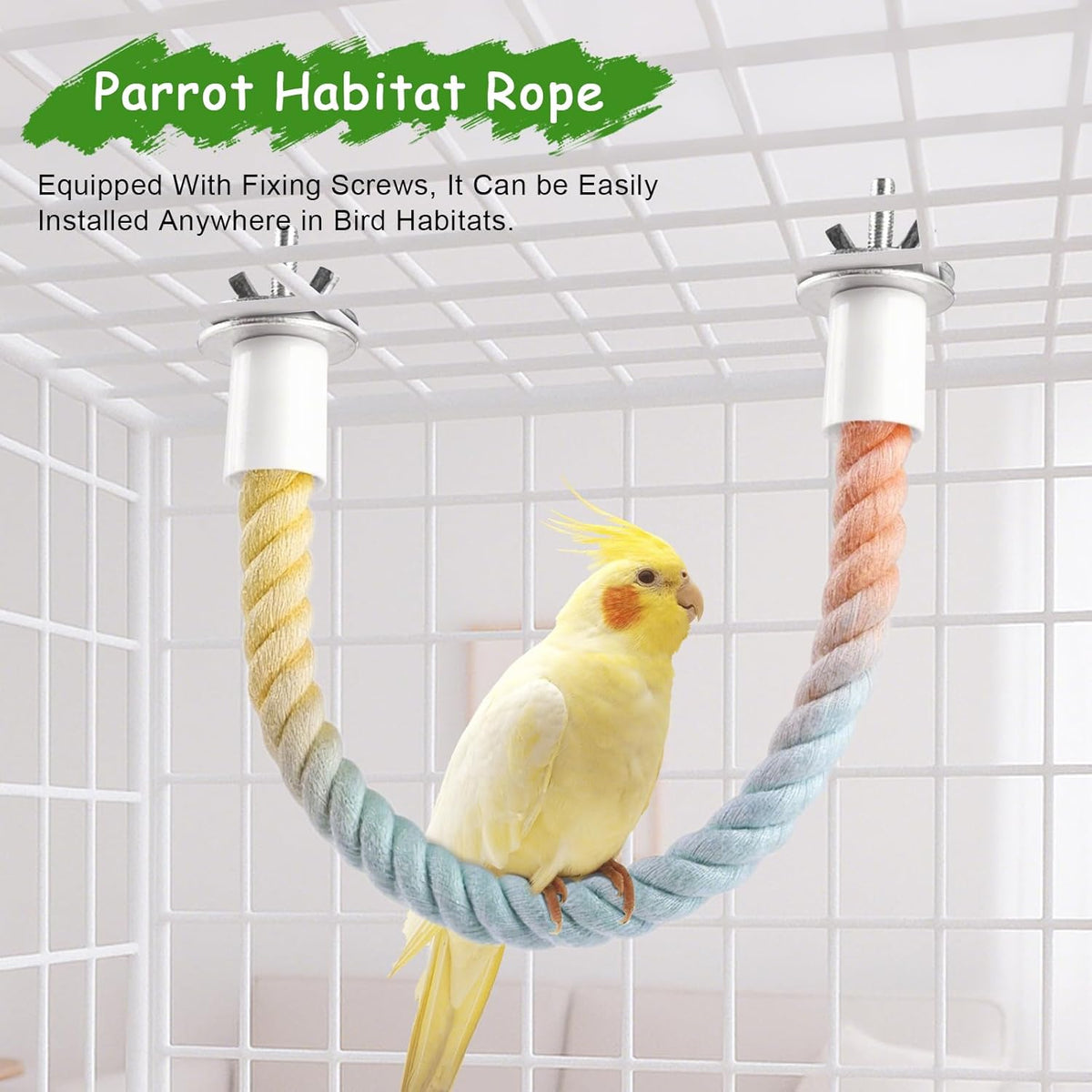 3 Pcs Bird Rope Perches Gradient Color, Bendable Parrot Bird Perch Rope Stand for Cage, Stand