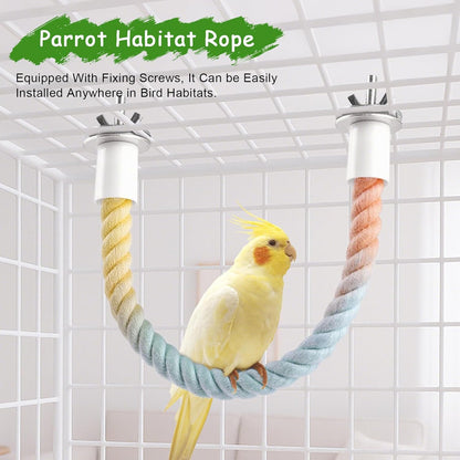 3 Pcs Bird Rope Perches Gradient Color, Bendable Parrot Bird Perch Rope Stand for Cage, Stand