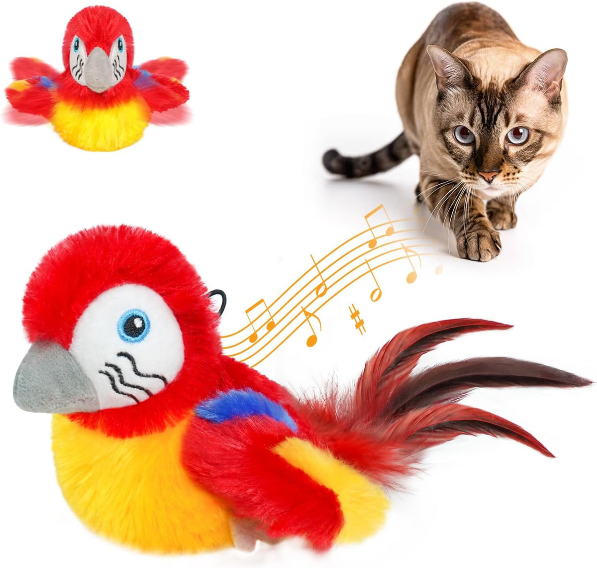 Vannon Cat Toys Flapping Bird(Cannot Fly), Rechargeable Touch Activated Kitten Toy Interactive Cat