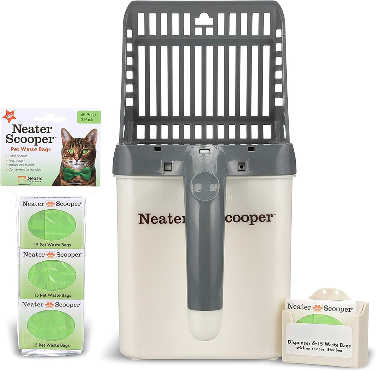 Neater Pet Brands Neater Scooper Standard Cat Litter Scoop, 60 Refill Bags – Mess-Free Cat Litter
