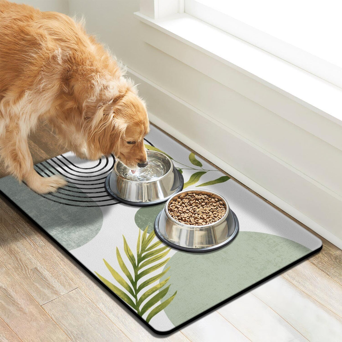 Dog Food Mats for Floors, Absorbent Dog Bowl Mat for Food and Water Dispenser Mat, Quick Dry Cat