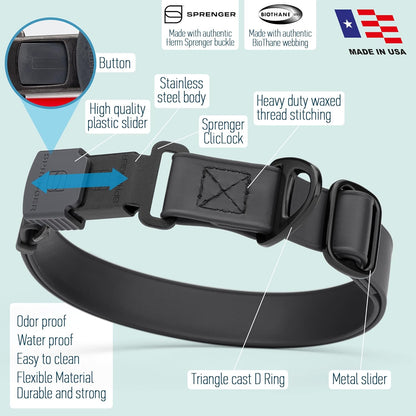 Dogline Biothane Waterproof Dog Collar with Herm Sprenger Stainless Steel Quick Release Buckle