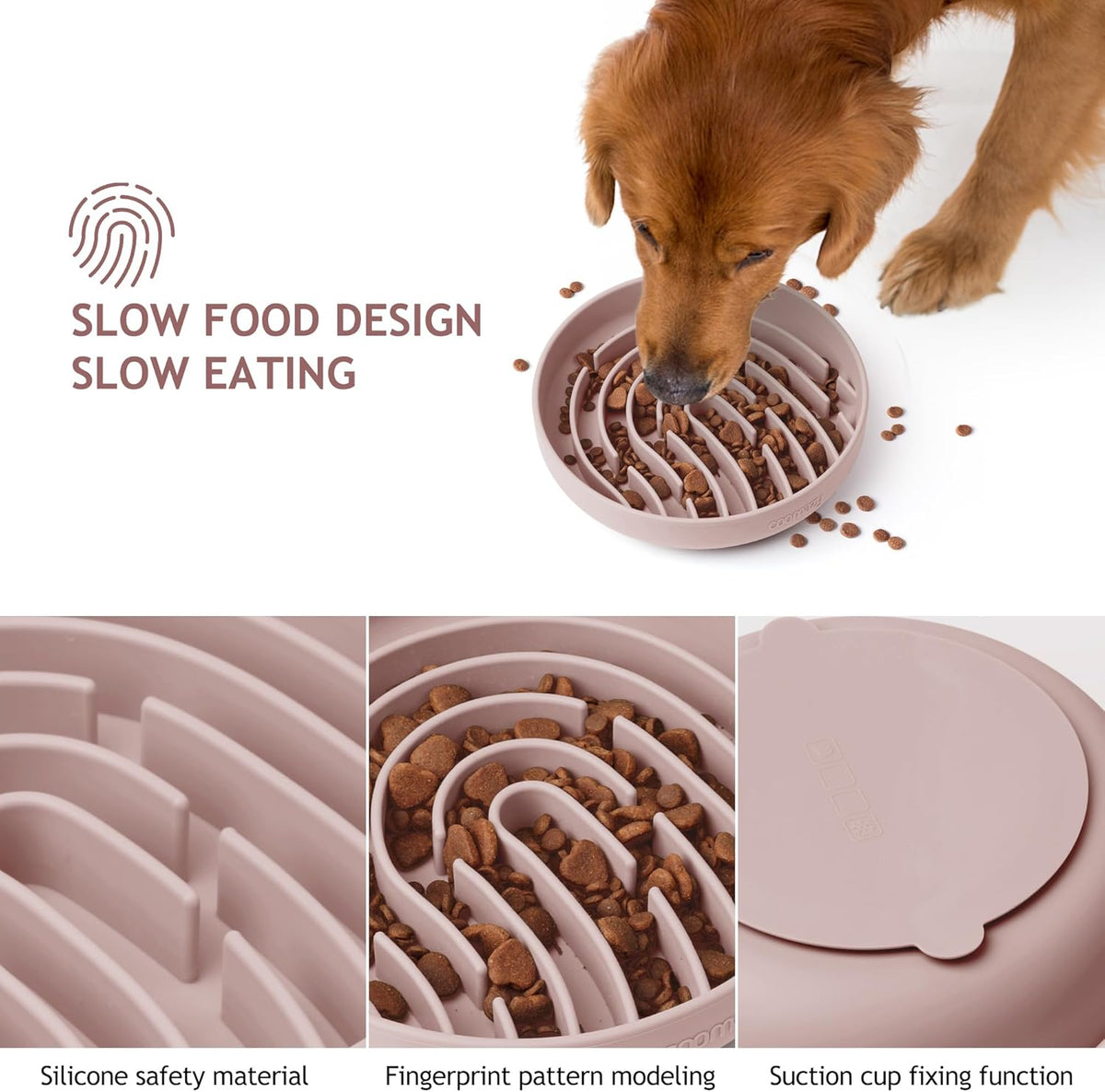 Coomazy Large Silicone Slow Feeder Dog Bowls, Interactive Puzzle Toy for Pets Food Training, Keeps