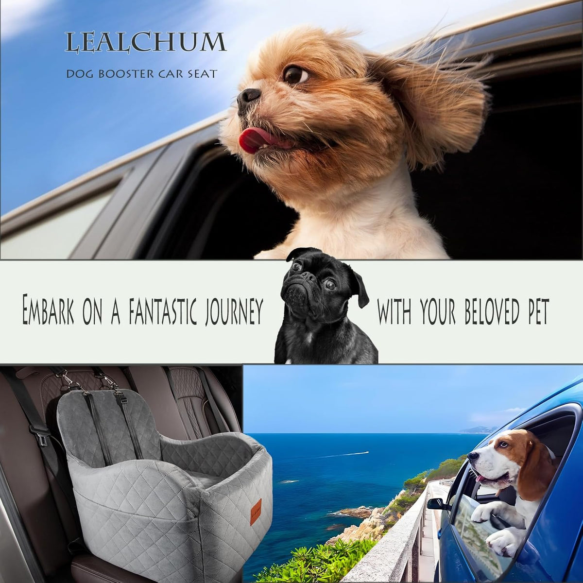 Dog Booster Car Seat for Small/Medium Dogs Up to 35lbs,Ultra Soft Fabric Covered,6in Elevated