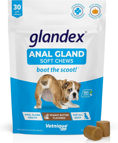 Vetnique Labs Glandex Anal Gland Soft Chew Treats with Pumpkin for Dogs Digestive Enzymes