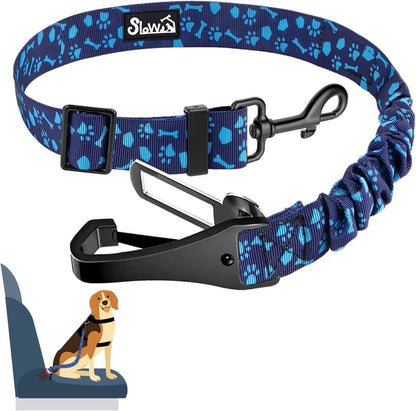 SlowTon Dog Seat Belt, Adjustable Dog Safety Belt Leash, 2 in 1 Latch Bar Attachment Dogs Car
