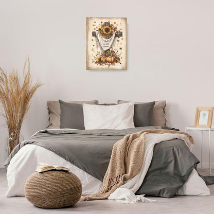 Christian Fall Wall Art Autumn Rustic Cross Sunflower Pumpkin Wall Decor Fall for Jesus He Never