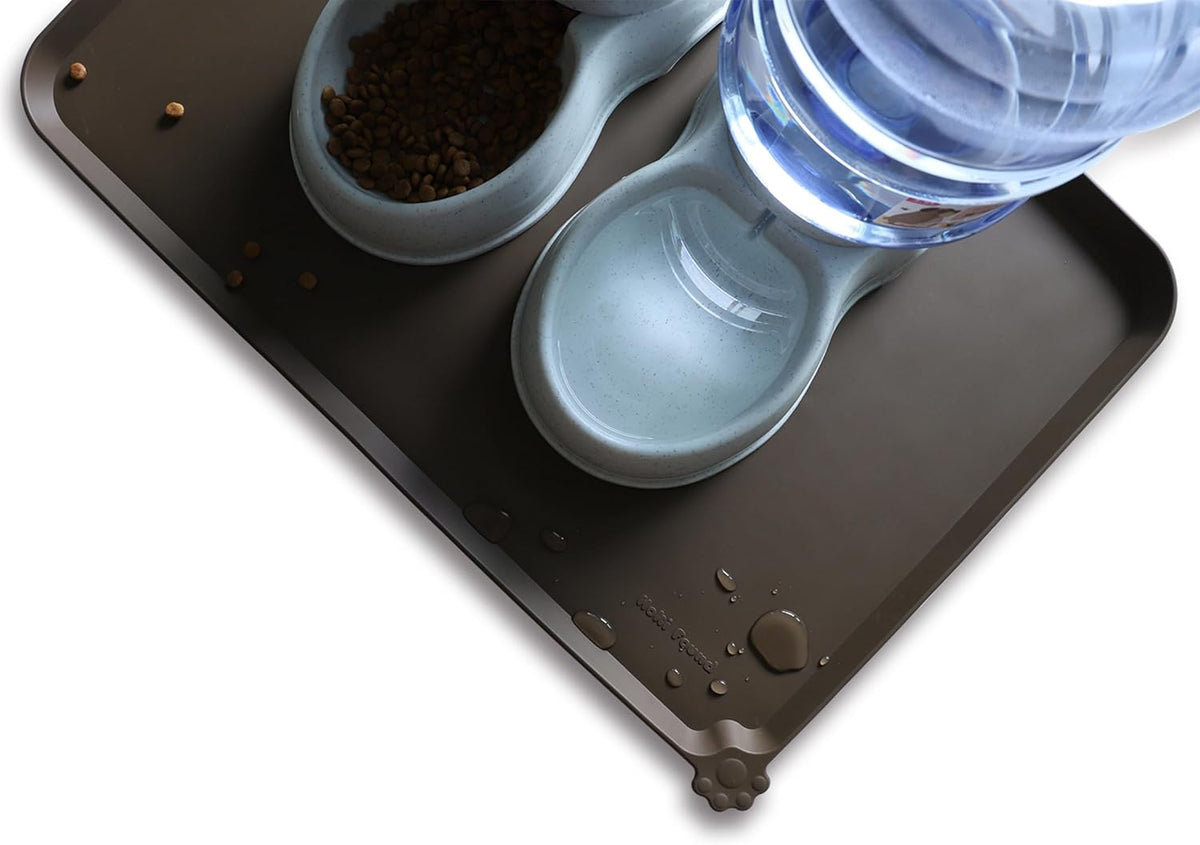 Hoki Found Large Silicone Pet Food Mats Tray - Non Slip Pet Dog Cat Bowl Mats Placemat - Dog Pet