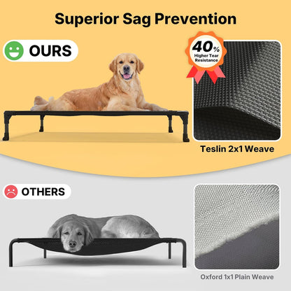Veehoo Outdoor Elevated Dog Cot Bed, Cooling Raised Pet Bed for Large Dogs, Washable Breathable