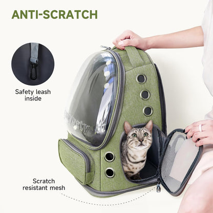 Cat Backpack Carrier, Breathable Cat Carrier Large Space Bubble Pet Backpack for Kitty Small Dog up