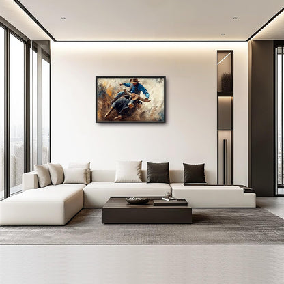 Framed Large Western Cowboy Wall Art, Oversized Rustic Cow Wall Decor for Living Room, Dusty Canvas