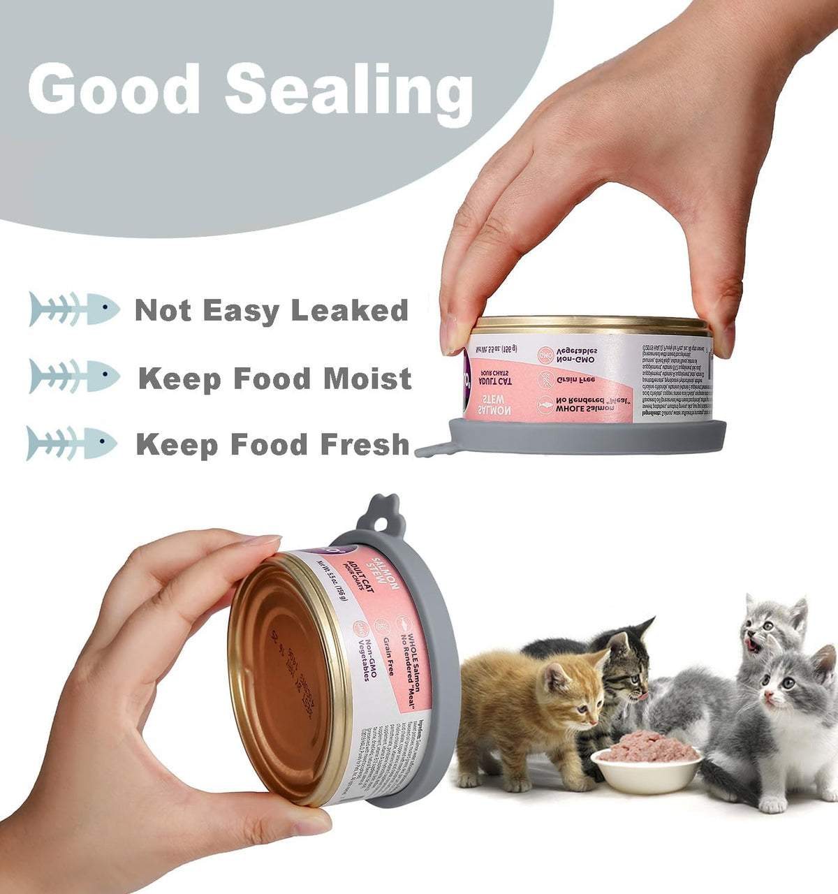 Comtim Cat Food Can Covers Lids for 5.5 oz Cans, 2 Pack Silicone Cat Food Can Lids for 5.5 oz 5.3
