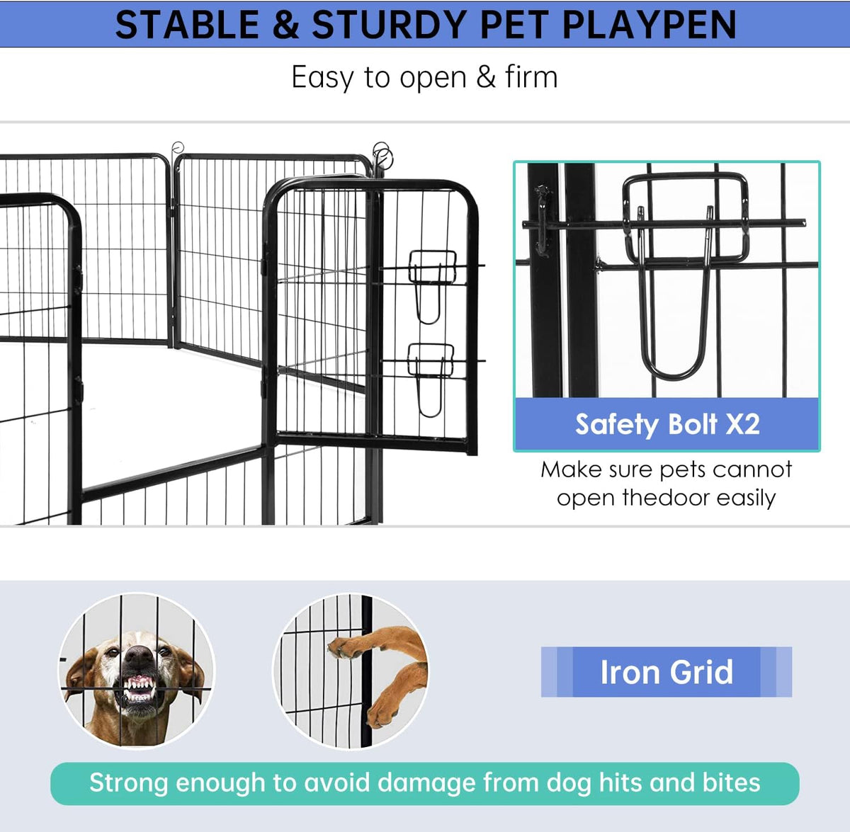 BestPet Dog Playpen Indoor 32 inch 32 Panels Metal Dog Pen Pet Dog Fence Outdoor Exercise Pen with