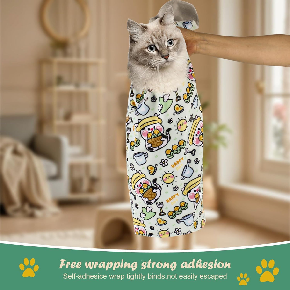 Cat Wrap for Cutting Nails and Grooming(27"x27"),Cat Restraint Wrap for Nail Clipping