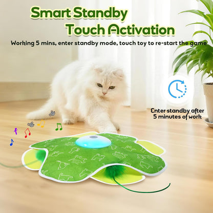 Interactive Cat Toys, Motion Activated, Moving Feather, Real Mouse Squeaky, Hide and Seek Cat Toys