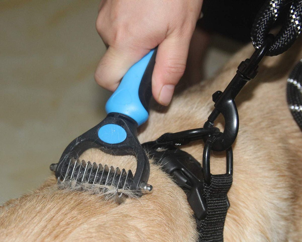 Maxpower Planet Pet Grooming Brush - Double Sided Dematting Undercoat Rake for Dogs and Cats, Extra