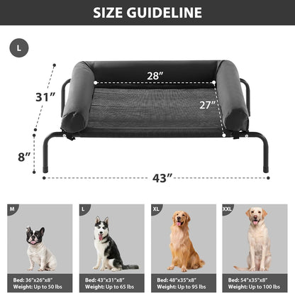 RRPETHOME Large Elevated Cooling Dog Bed, Raised Dog Cot Beds for Large Dogs, Elevated Outdoor Pet