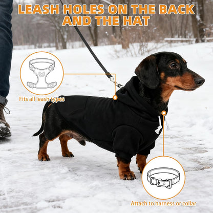 KOOLTAIL Dachshund Dog Hoodie - Soft and Warm Dogs Hoodie Sweater with Leash Hole and Pocket, Pet
