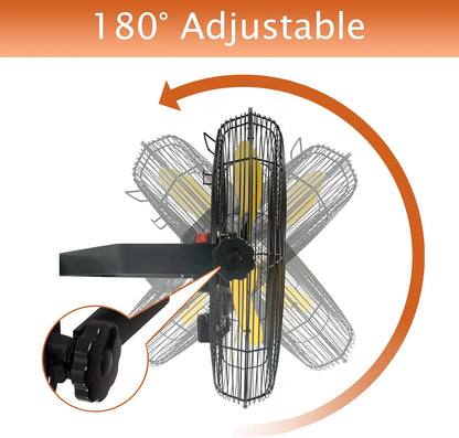 HiCFM 4600 CFM 18 inch Outdoor Safety Yellow Wall Mounted Fan with IP44 Enclosure Motor, Sealed