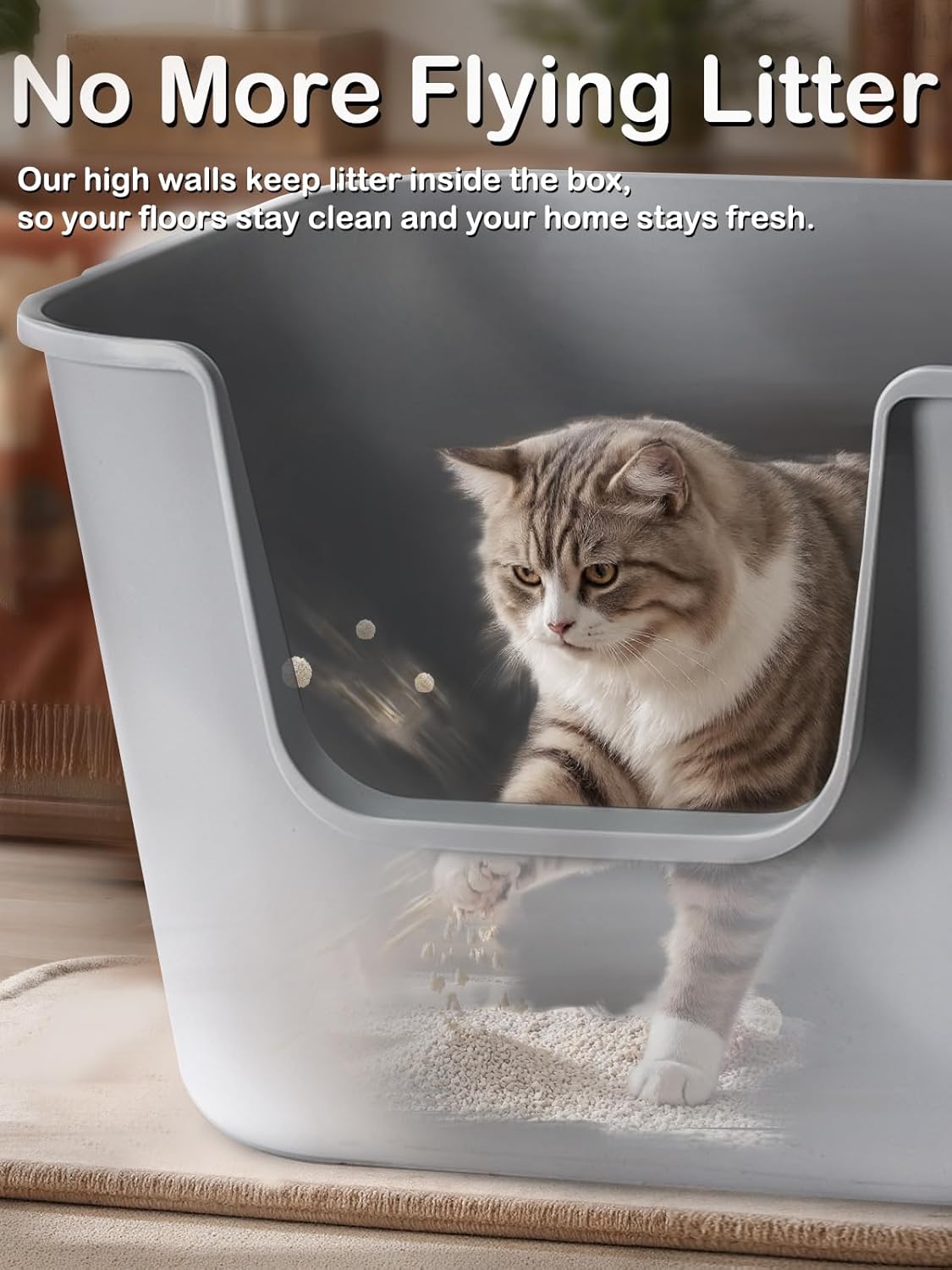 Extra Large Cat Litter Box with High Sides - Splash-Proof Design for Big Cats & Multi-Cat Homes