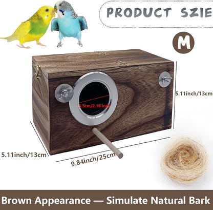 kathson Parrots Nesting Box Parakeet Nest House for Cage Budgie Breeding Hut with Coconut Fiber