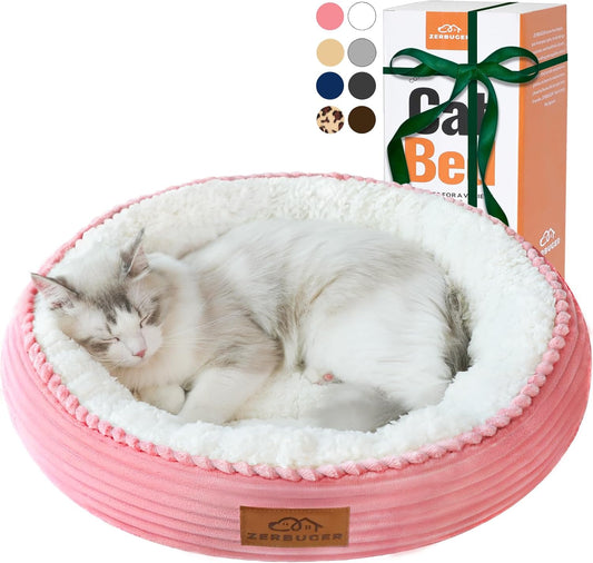 20in Washable Cat Beds for Indoor Cats - Round Donut Pet Bed for Cats, Small Dogs, Puppy, Kitten
