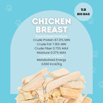 hotspot pets Freeze Dried Chicken Treats for Cats & Dogs -1LB Big Bag- Made in USA - Single
