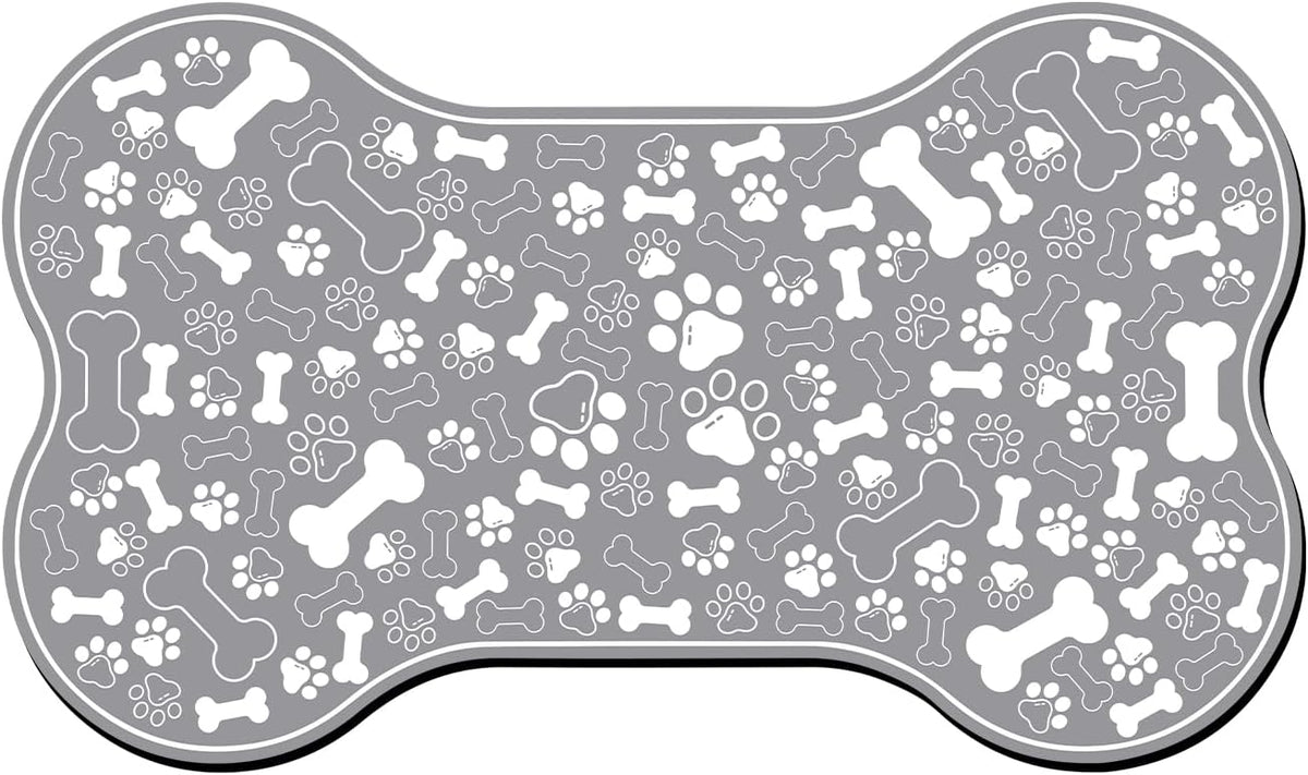 Dog & Cat Food Mat Bone Shaped Pet Feeding Mat Quick Absorb Water Bowl Placemat with Rubber Backing