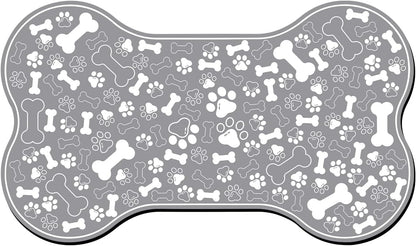 Dog & Cat Food Mat Bone Shaped Pet Feeding Mat Quick Absorb Water Bowl Placemat with Rubber Backing
