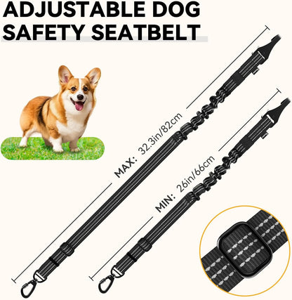 Pawaboo Dog Seatbelt for Car, 3-in-1 Dog Seat Belt Bungee, Shockproof Dogs Tether for Car with