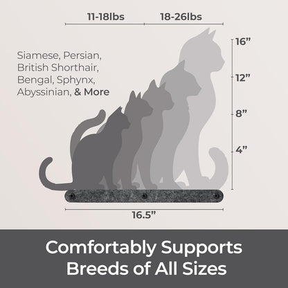 Wall Mounted Cat Perch Long Shelf by Pryde Pets - Floating Hammock Bed, 100% Sustainable PET Felt