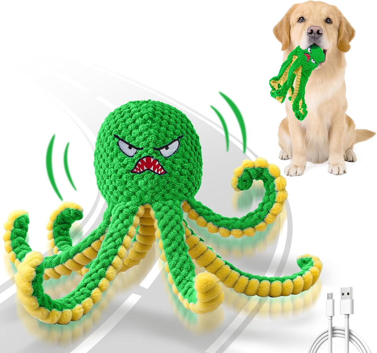 Interactive Dog Toys Octopus,Durable Automatic Jumping Dog Toy to Keep Them Busy,Squeaky Moving Tug