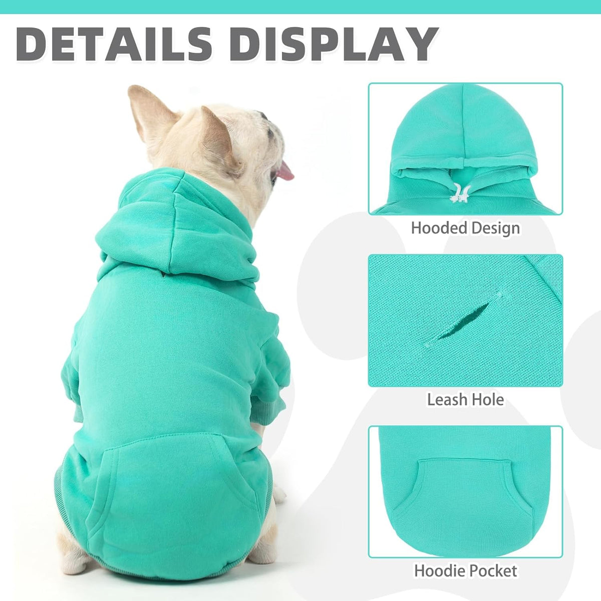 KOOLTAIL Basic Dog Hoodie - Soft & Warm Dog Hoodie Sweater with Leash Hole and Pocket, Dog Winter
