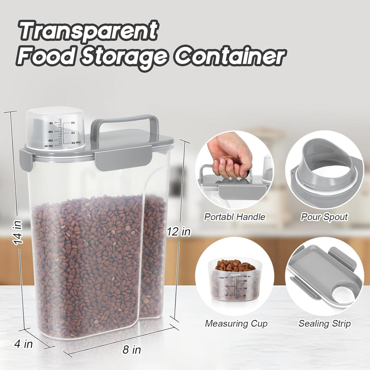 Dog Food Storage Container, Upgraded Large Nozzle BPA-free, 8-12 LBS Plastic Pet Food Storage