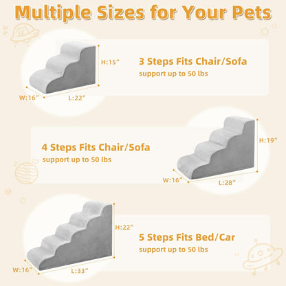 MIHIKK Dog Stairs Ramp, Curved 4-Step Dog Steps for Small Dogs and Cats, Pet Stairs for High Beds