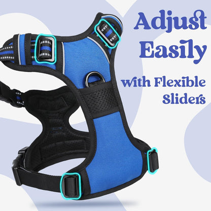 rabbitgoo Dog Harness Medium Sized, No Pull Pet Harness with 3 Buckles, Adjustable Soft Padded Vest