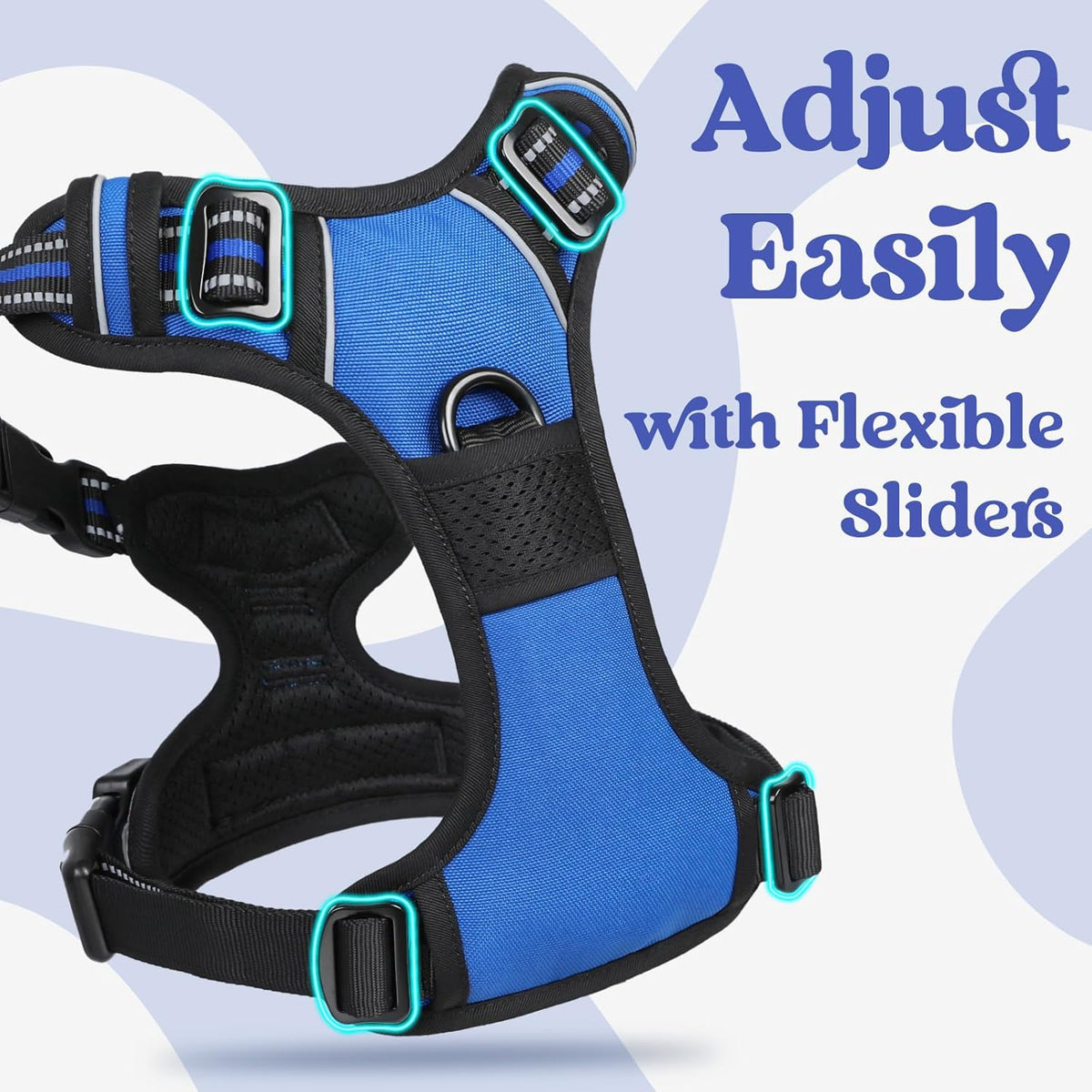 rabbitgoo Dog Harness Small Sized, No Pull Pet Harness with 3 Buckles, Adjustable Soft Padded Vest