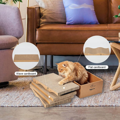 Cat Scratcher Cardboard Scratch Pad Box for Indoor Cats,5pcs Scratching Board Bed Reversible