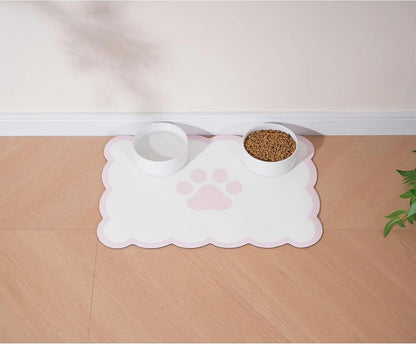 Ralxion Scalloped Dog Feeding Mat, Absorbent Mats for Dog Food and Water Bowl, Dispenser, Cute