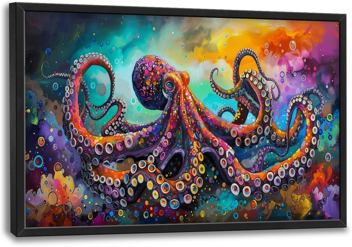 Quorin Octopus Large Wall Art Abstract Colorful Octopus Pictures Sea Ocean Animal Wall Decor Canvas