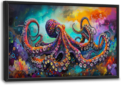 Quorin Octopus Large Wall Art Abstract Colorful Octopus Pictures Sea Ocean Animal Wall Decor Canvas