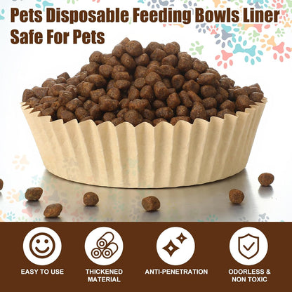 meekoo 600 Pcs Large Pet Disposable Feeding Bowls Liner Bulk Cat Food Bowls Small Paper Dish Paper
