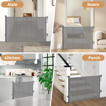 Reinforced Retractable Baby Gate, Mesh Dog Gate, Child Safety Gate for Doorways, Stairs, Hallways