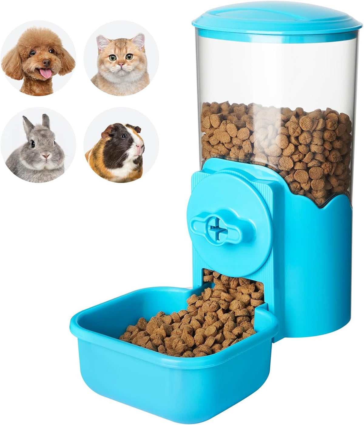 VANNON Small Animal Hanging Automatic Food Dispenser, 35oz Gravity Pet Feeder for Cage, Food Bowl